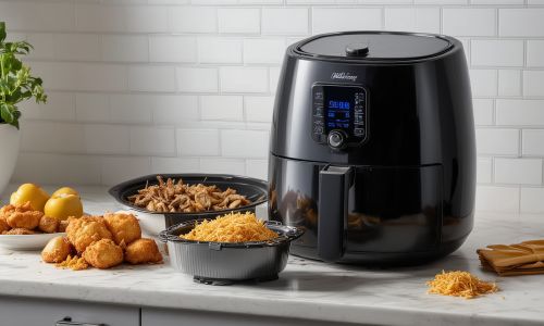 Air fryer troubleshooting and maintenance showing digital control panel care, heating element cleaning, and basket maintenance